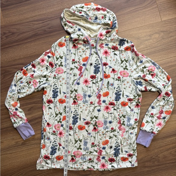 Jambys House Hoodie Spring Floral White & Purple Womens Small Lightweight Soft - Picture 13 of 13